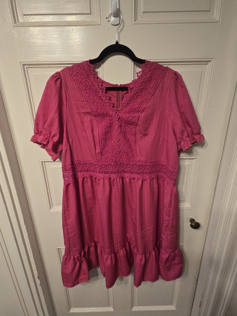 SHEIN Curve Pink 2XL Lace Trim Ruffled Hem Dress Never Worn